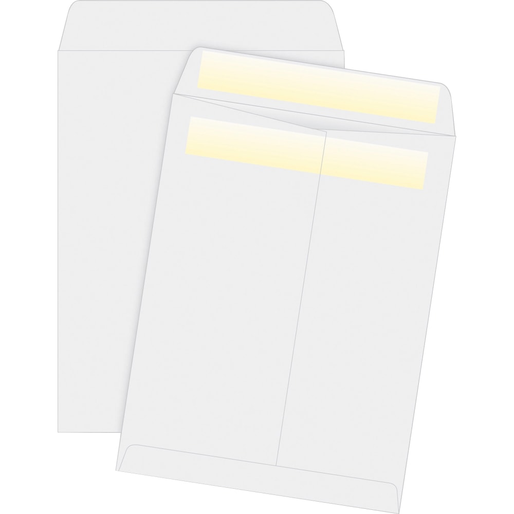 Business Source Press/Seal Catalog Envelopes - Catalog - 10in Width x 13in Length - 28 lb - Self-sealing - White - 100 / Box MPN:04649