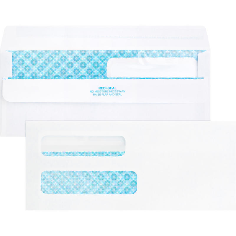 Business Source Double Window No. 8-5/8 Check Envelopes - Double Window - #8 5/8 - 8 5/8inx 3 5/8in - 24 lb - Self-sealing - White - 500 / Box - 04650 MPN:04650