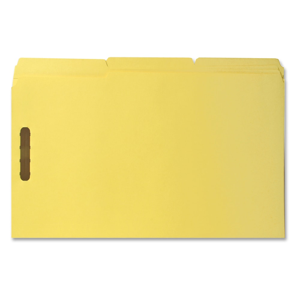 Sparco Color Fastener Folders With 2-Ply Tabs, Legal Size, Yellow, Box Of 50 MPN:17222