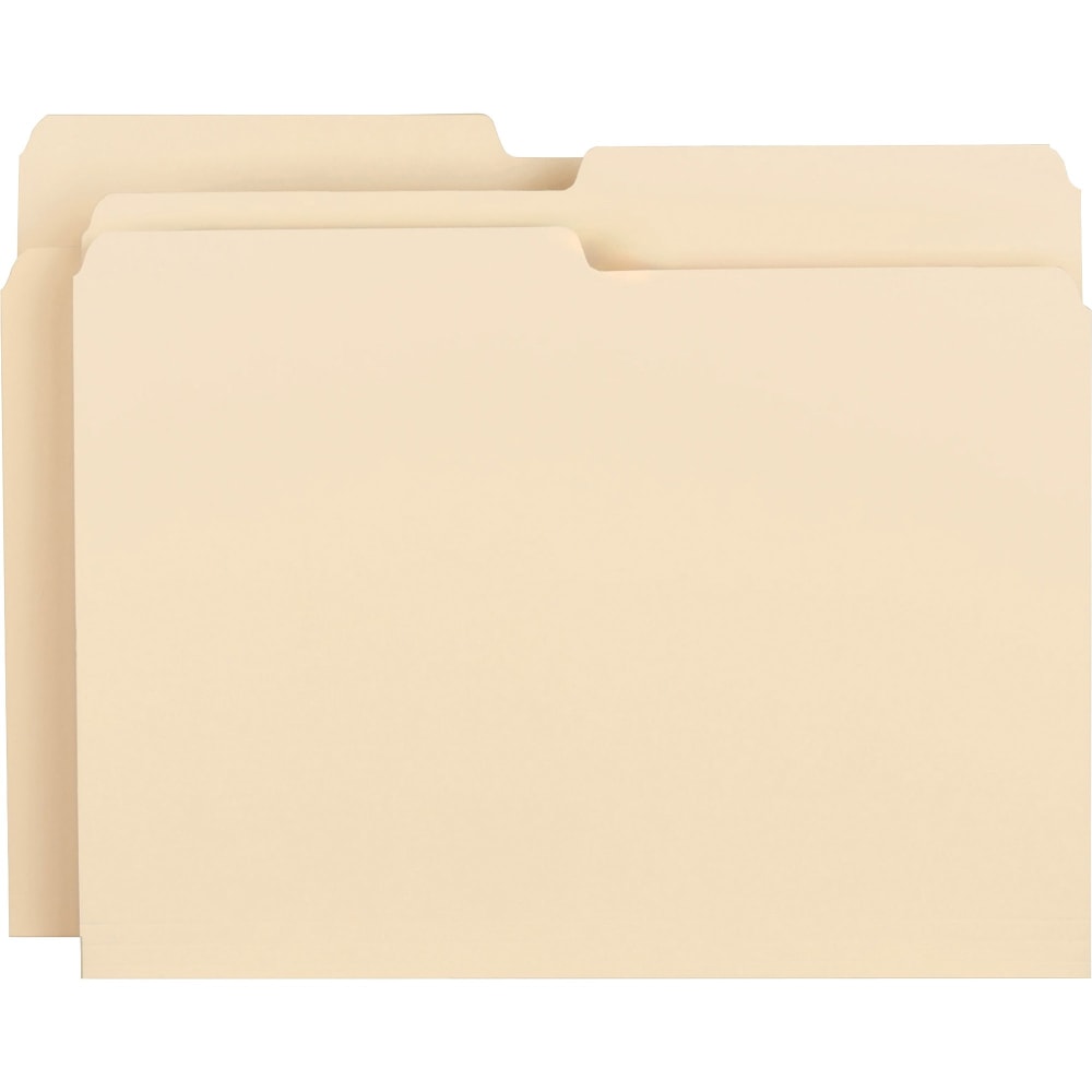 Business Source 1/2 Tab Cut Letter Top Tab File Folders - 8 1/2in x 11in - 3/4in Expansion - Assorted Tab Position - Manila - 100 / Box MPN:17524
