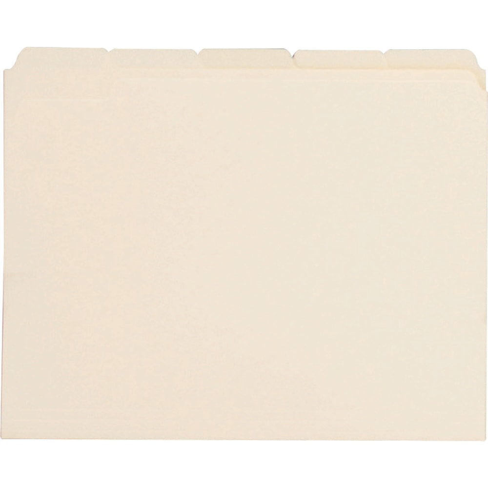 Business Source 1/5 Tab Cut Letter Top Tab File Folders - 8 1/2in x 11in - 3/4in Expansion - Assorted Tab Position - Manila -100 / Box MPN:43567