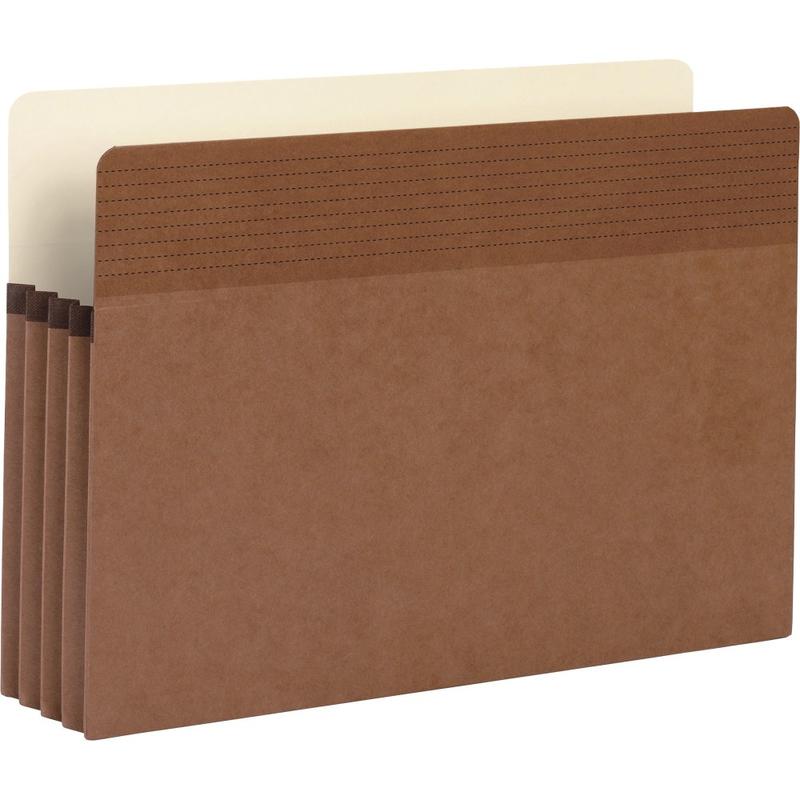 Business Source Straight Tab Cut Legal Recycled File Pocket - 3 1/2in Expansion - Redrope Tear Proof, Tyvek Gusset, Reinforced Gusset- 25/Box - 65794 MPN:65794