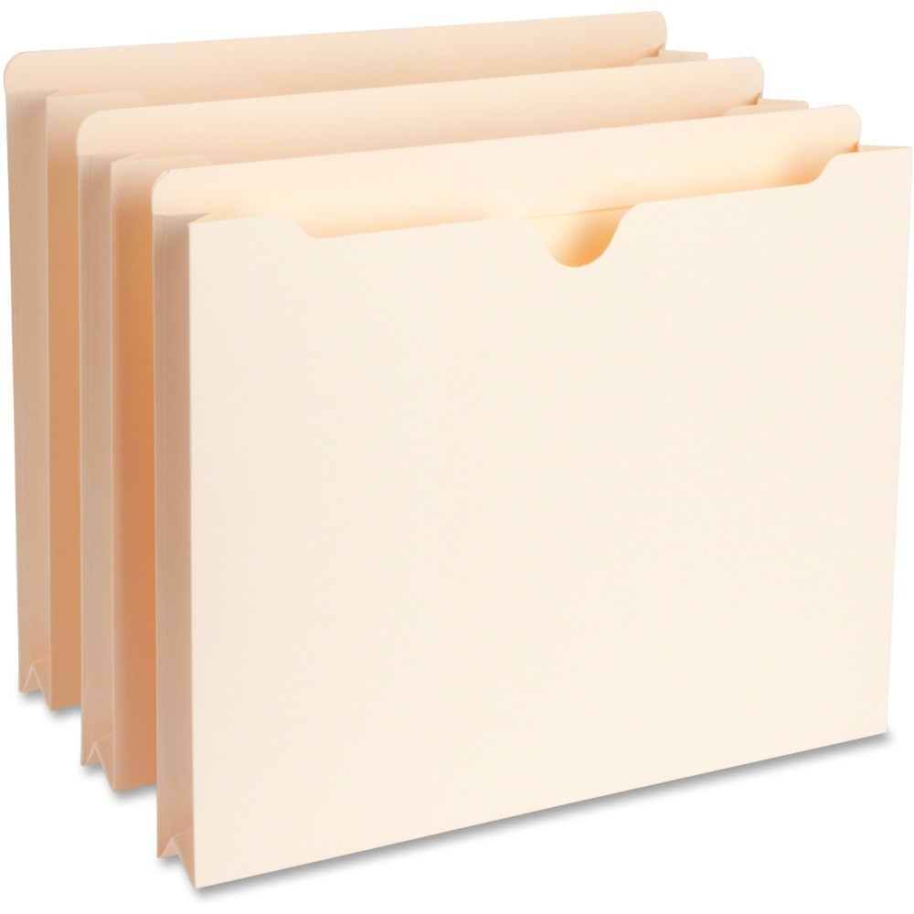 Business Source Full Height Sides Manila File Pockets, 8 1/2in x 11in, 1 1/2in Expansion, Straight Tab Cut, Box Of 50 MPN:65798
