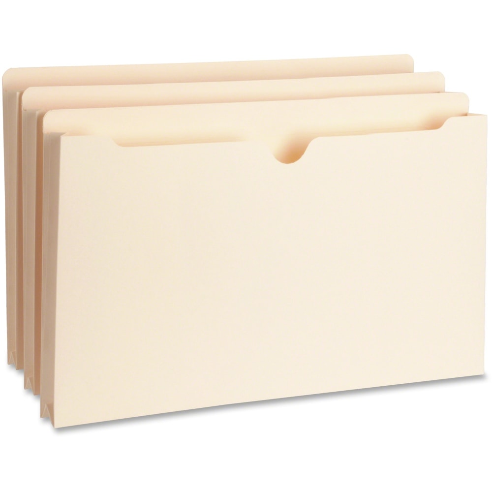 Business Source Heavyweight File Pockets, 1in Expansion, Legal Size, 8 1/2in x 14in, Manila, Box Of 50 Folders MPN:65801
