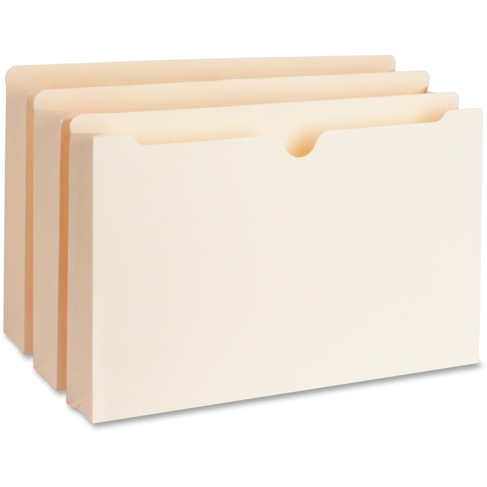 Business Source Straight Tab Cut Legal Recycled File Pocket - 8 1/2in x 14in - 2in Expansion - 11 pt. - Manila - 10% Recycled - 50/Box - 65803 MPN:65803