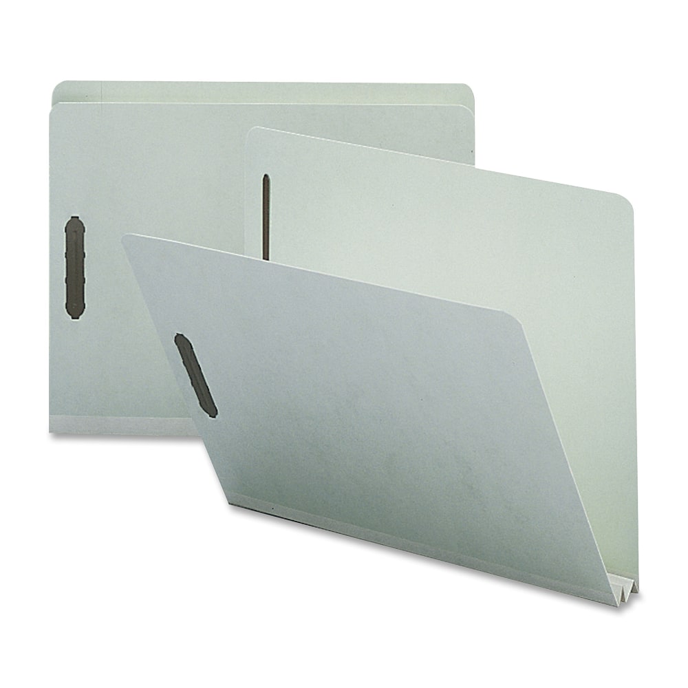 Nature Saver 2in Expansion Pressboard Fastener Folders, Letter Size, 100% Recycled, Gray Green, Box Of 25 MPN:SP17215