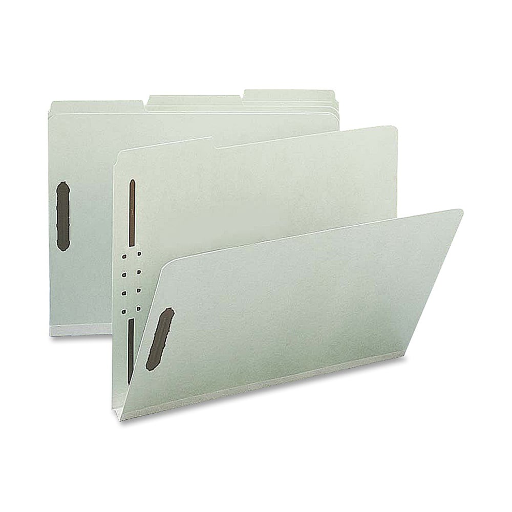 Nature Saver 1/3-Cut Pressboard Fastener Folders, Letter Size, 1in Expansion, 75% Recycled, Gray Green, Box Of 25 MPN:SP17216
