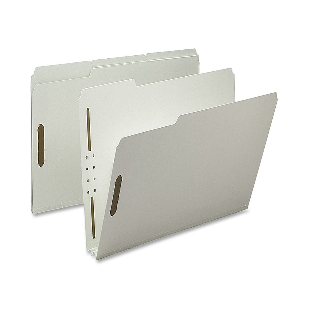 Nature Saver 1/3-Cut Pressboard Fastener Folders, Letter Size, 2in Expansion, 100% Recycled, Gray Green, Box Of 25 MPN:SP17217