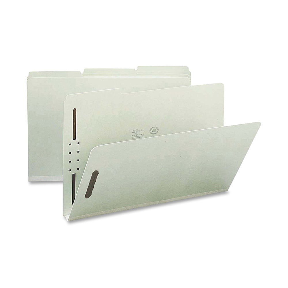Nature Saver 1/3-Cut Pressboard Fastener Folders, Legal Size, 1in Expansion, 100% Recycled, Gray Green, Box Of 25 MPN:SP17234