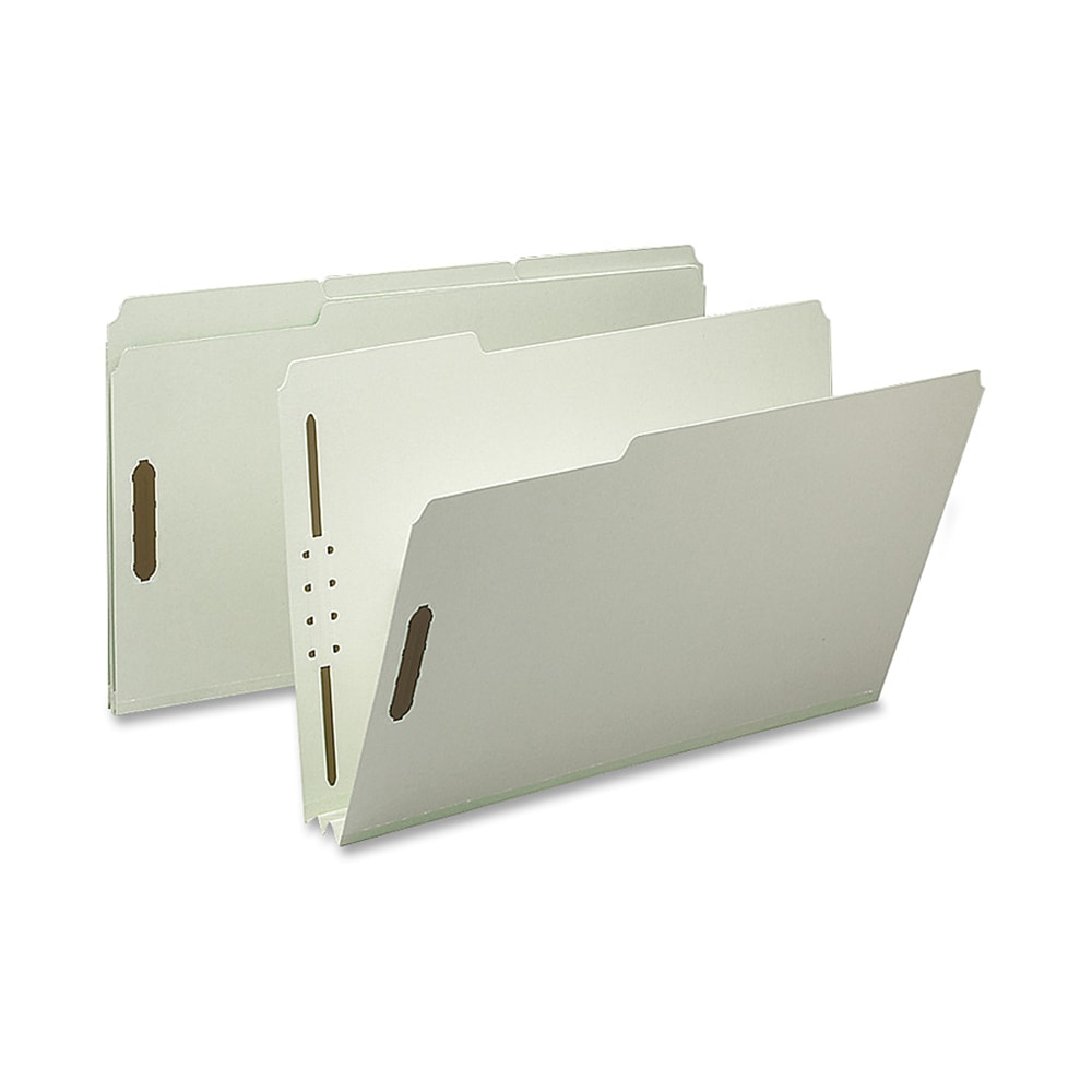 Nature Saver 1/3-Cut Pressboard Fastener Folders, Legal Size, 2in Expansion, 100% Recycled, Gray Green, Box Of 25 MPN:SP17235