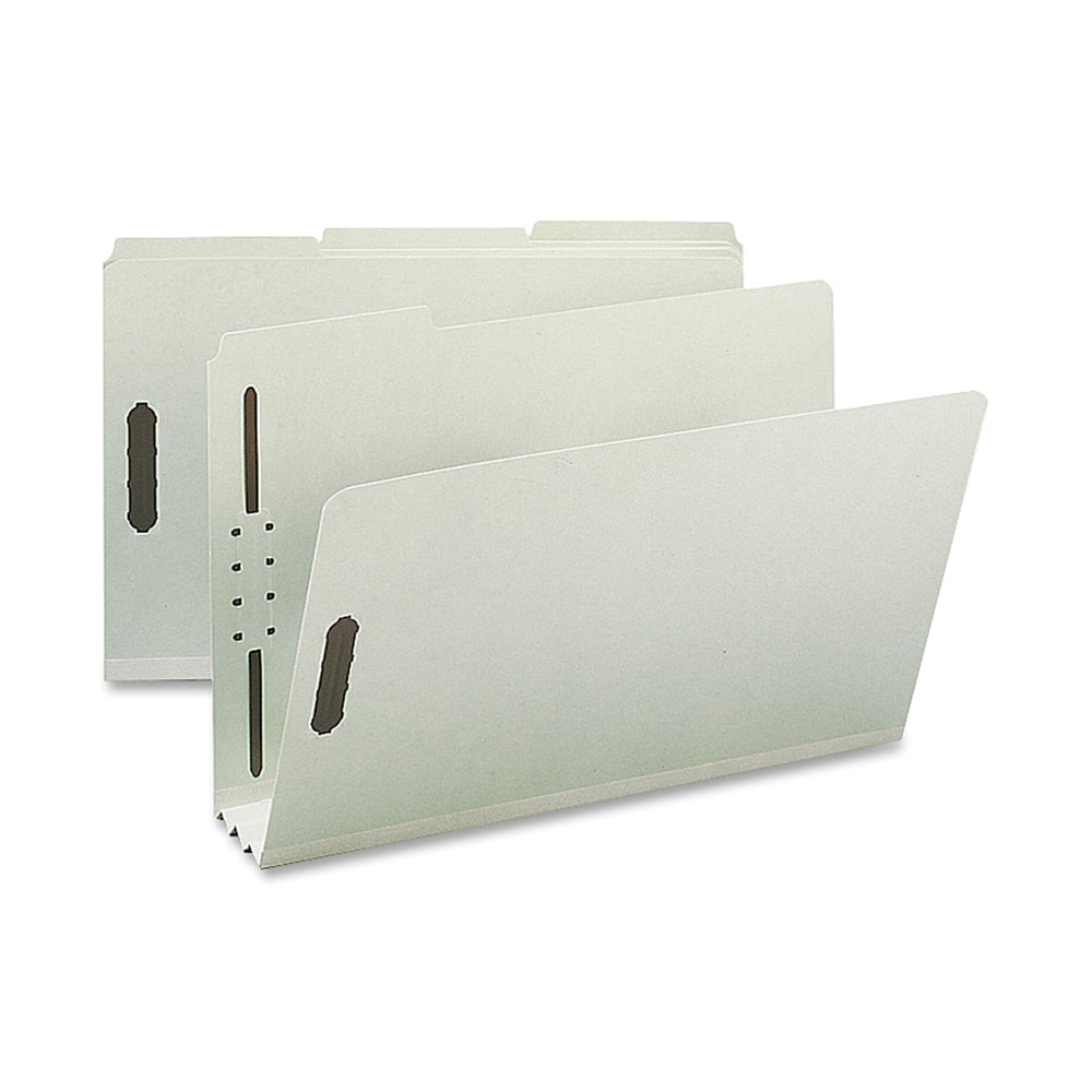 Nature Saver 1/3-Cut Pressboard Fastener Folders, Legal Size, 3in Expansion, 75% Recycled, Gray Green, Box Of 25 MPN:SP17236
