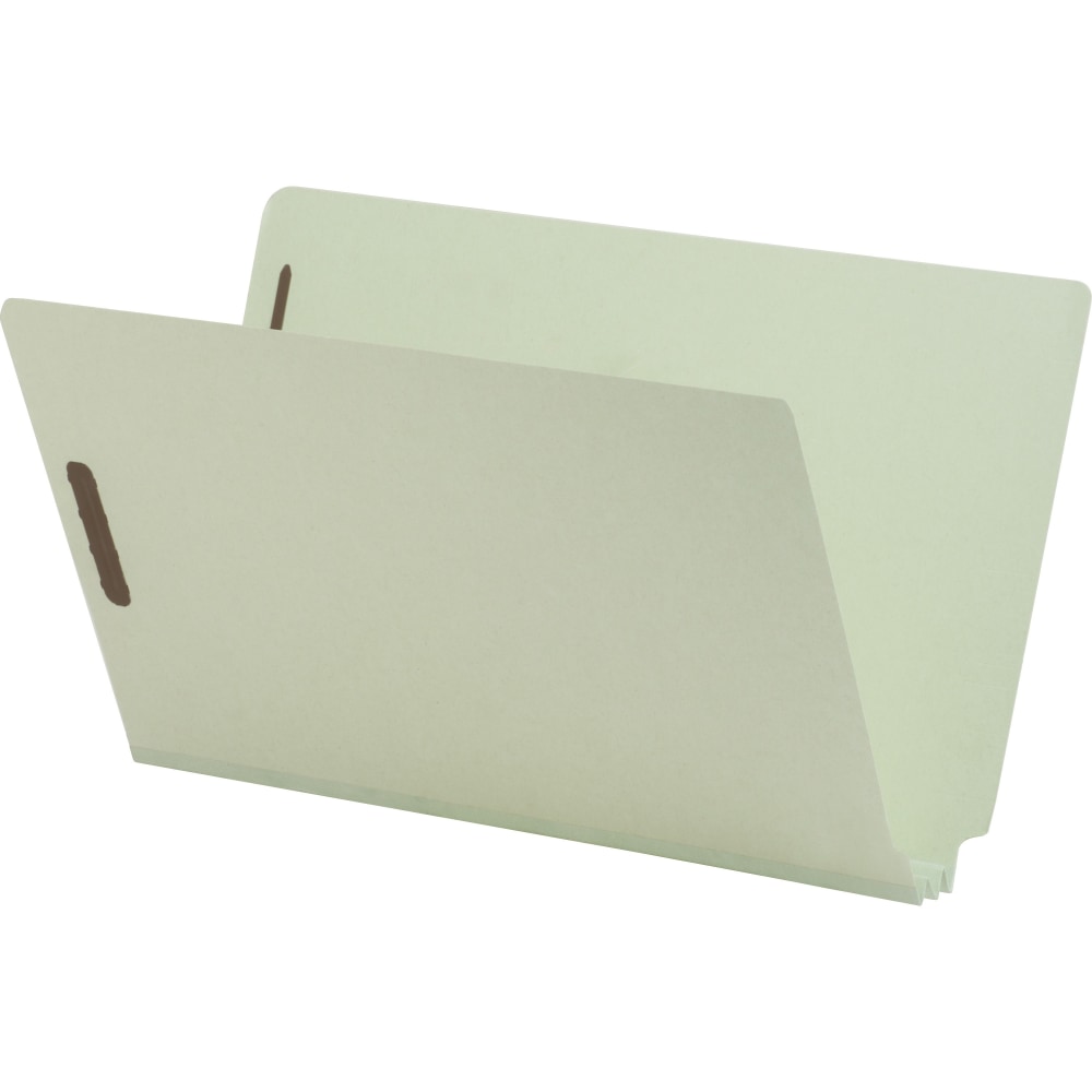 Nature Saver Legal End Tab File Folder - 8 1/2in x 14in - 2in Expansion - 2in Fastener Capacity for Folder - Pressboard - Gray/Green - 25 / Box MPN:SP17266