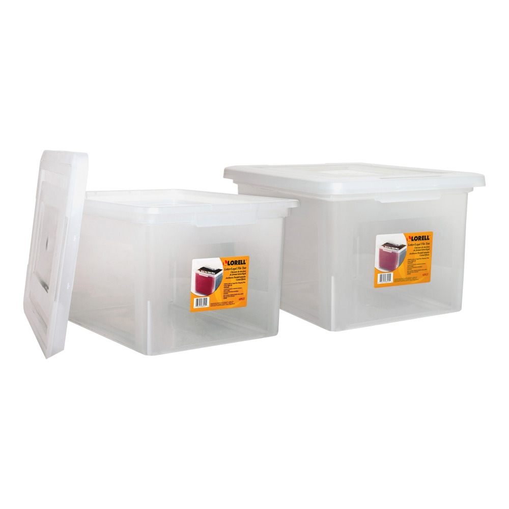 Lorell Storage File Boxes With Lift-Off Lids, Letter/Legal Size, 18in x 14 1/4in x 11in, Clear, Case Of 2 MPN:LLR68925BD