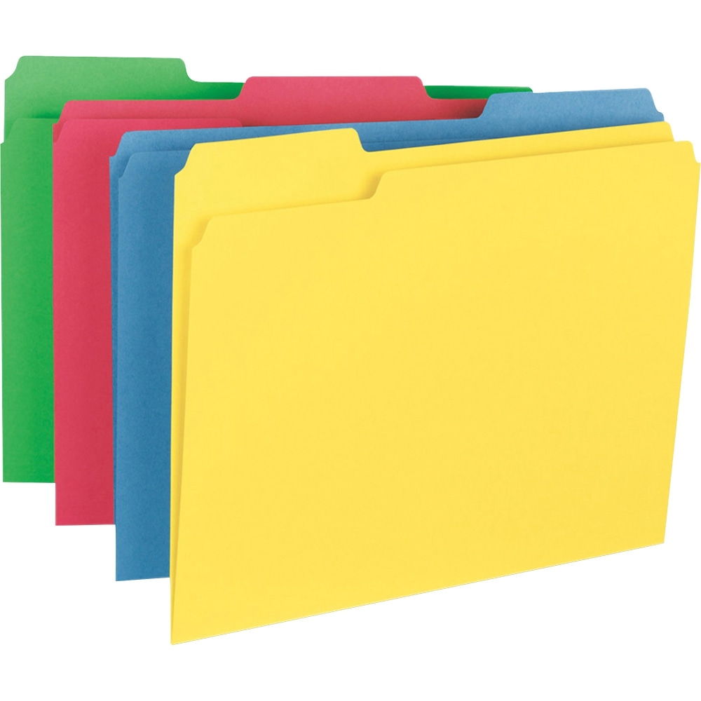 Business Source 1/3 Tab Cut Letter Top Tab File Folders - 8 1/2in x 11in - Assorted Tab Position - Assorted - 50 / Box MPN:16517