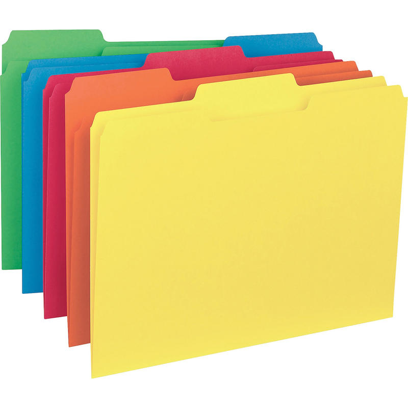 Business Source 1/3-Cut Colored Interior File Folders, Letter Size, Assorted Colors, Box Of 100 Folders MPN:43561