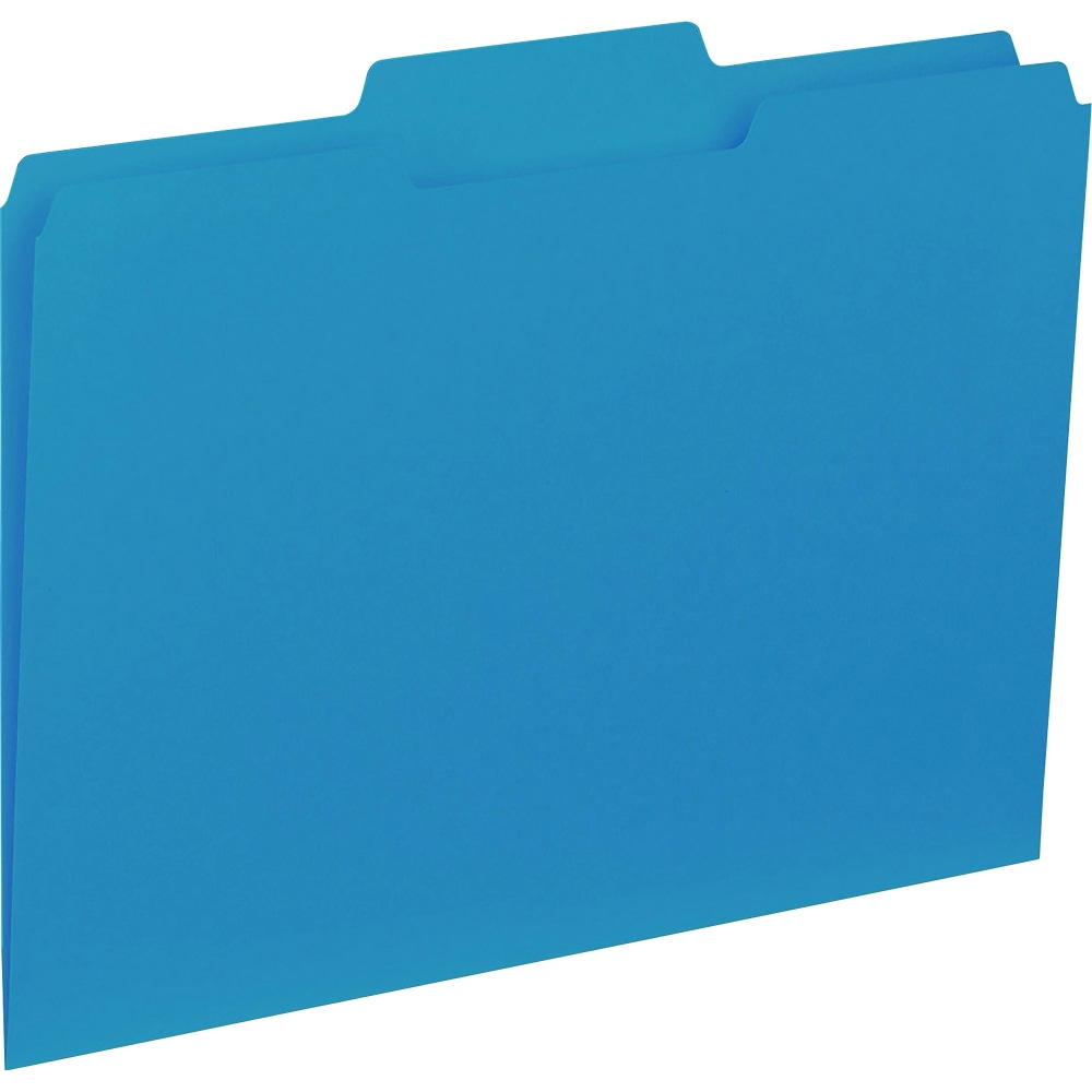 Business Source 1/3 Tab Cut Letter Top Tab File Folders - 8 1/2in x 11in - Assorted Tab Position - Blue - 100 / Box, 43562 MPN:43562