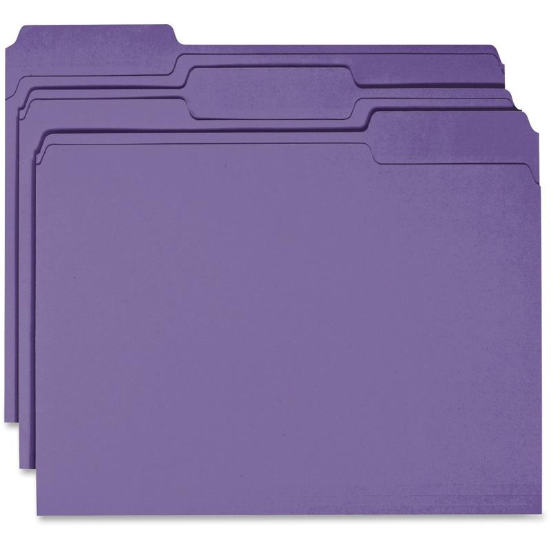 Business Source 1/3 Tab Cut Top Tab File Folders - Purple - 100 / Box MPN:44106