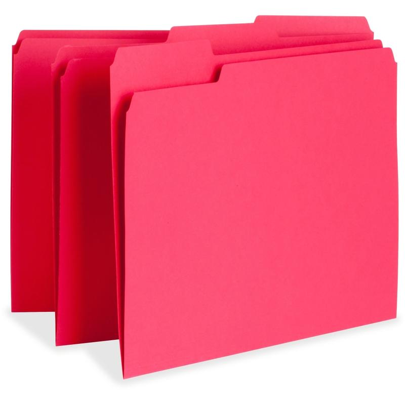Business Source Color-Coding Top-Tab File Folders, Letter Size, Red, Box Of 100 Folders MPN:65776