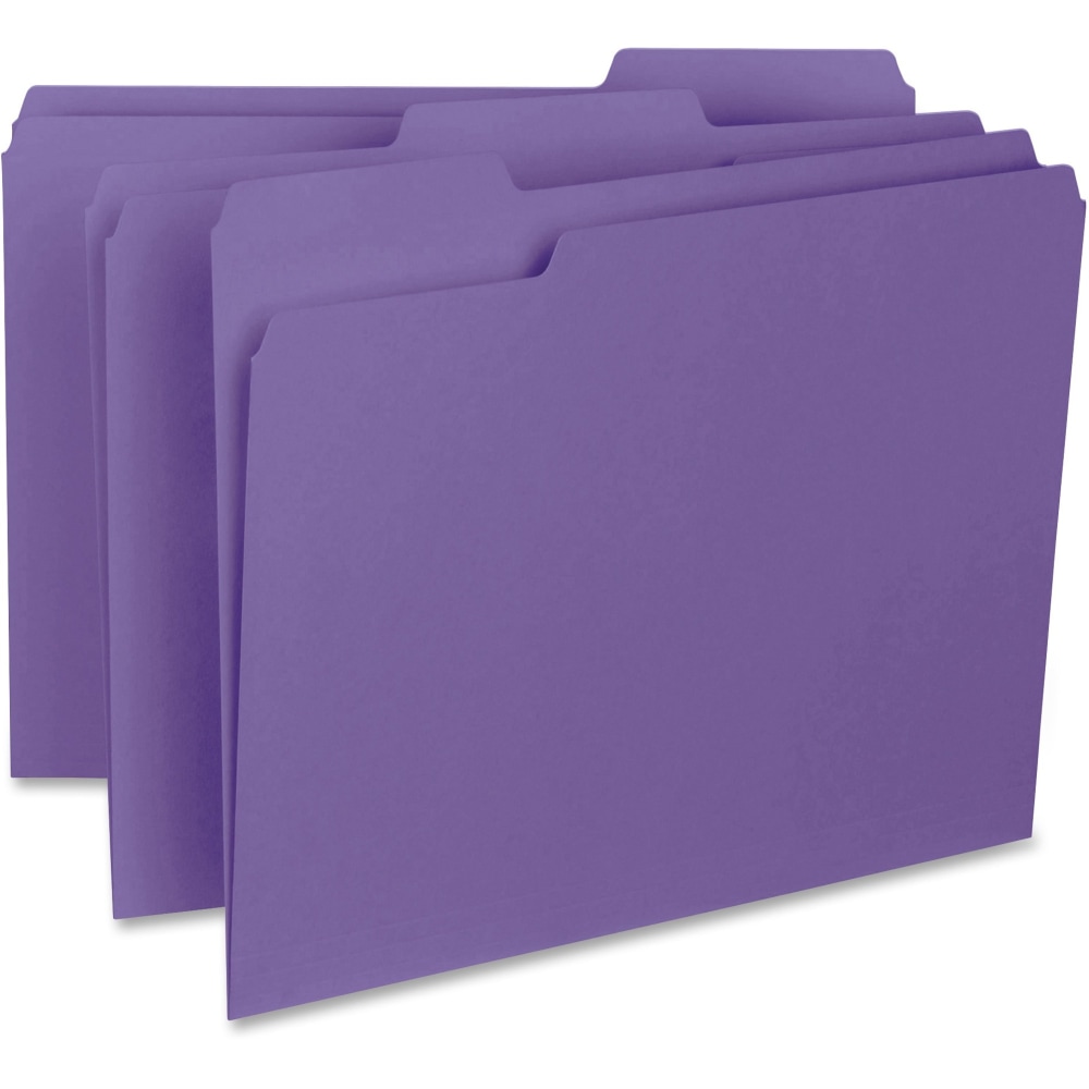 Business Source 1/3-Cut Colored Interior File Folders, Letter Size, Purple, Box Of 100 Folders MPN:99717