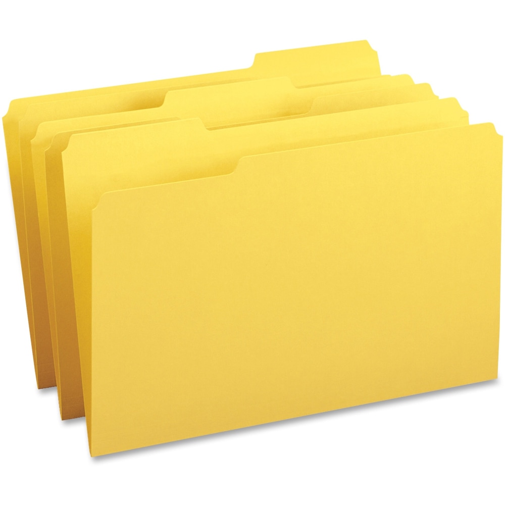 Business Source 1/3-Cut Tab Colored File Folders, Legal Size, Yellow, Box Of 100 Folders MPN:99722