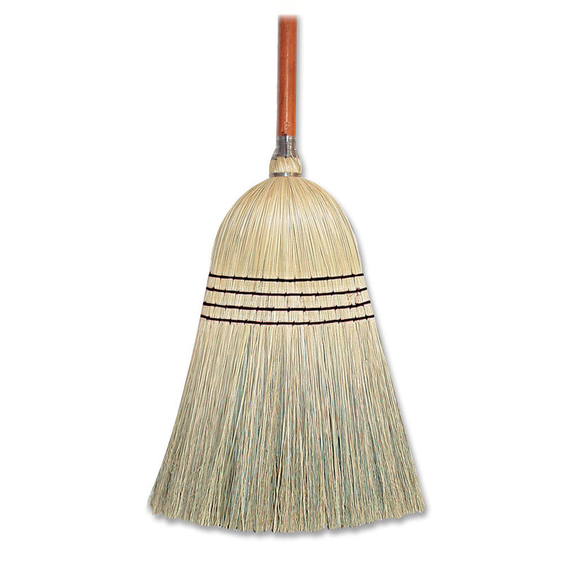 Genuine Joe Janitor Wood Corn Broom, Natural, 38in Handle, 1 Broom MPN:12001EA