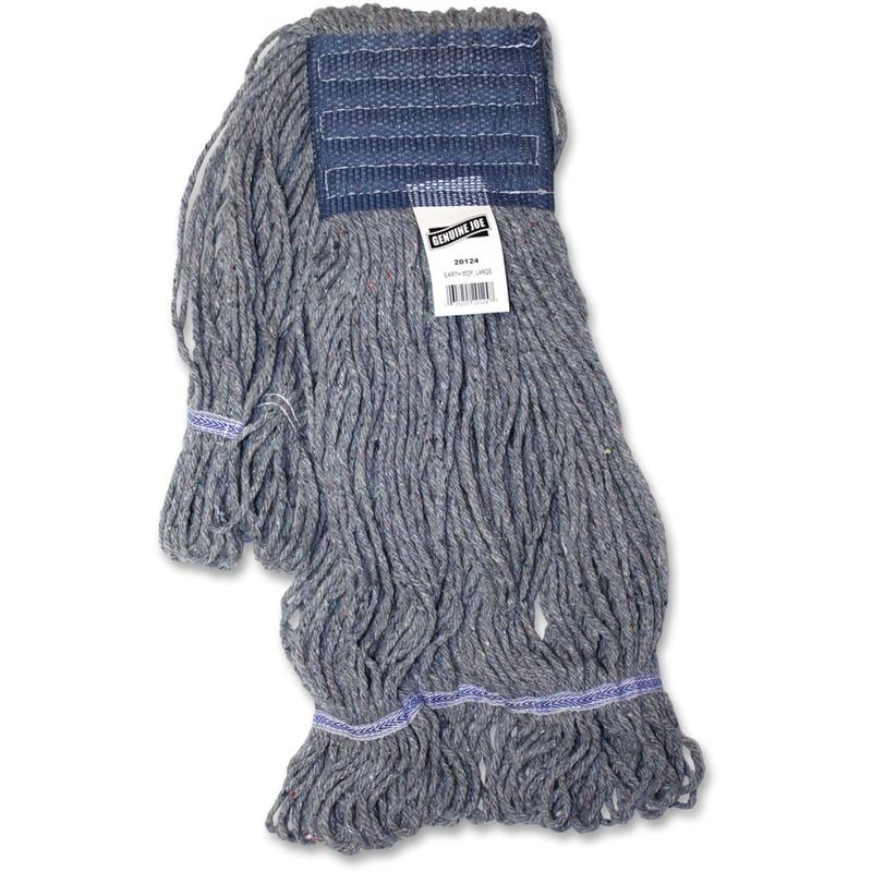 Genuine Joe 5in Headband Earth Mop Refill - Large - Quick Drying - Polyester Fiber - Blue - 1 Each MPN:20124