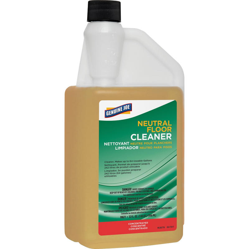 Genuine Joe Neutral Floor Cleaner - For Multi Surface - Concentrate - 32 fl oz (1 quart) - Recommended For: Dirt Remover - pH Neutral - Yellow - 99671 MPN:99671