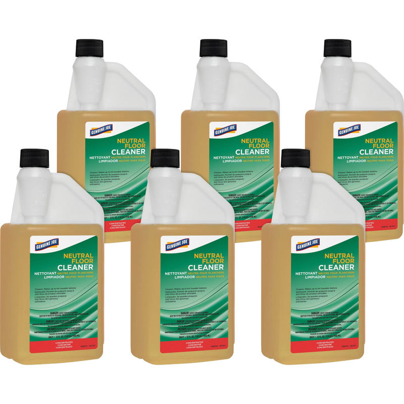 Genuine Joe Neutral Floor Cleaner - For Multi Surface - Concentrate - 32 fl oz - pH Neutral - Yellow - 6/Carton - 99671CT MPN:99671CT