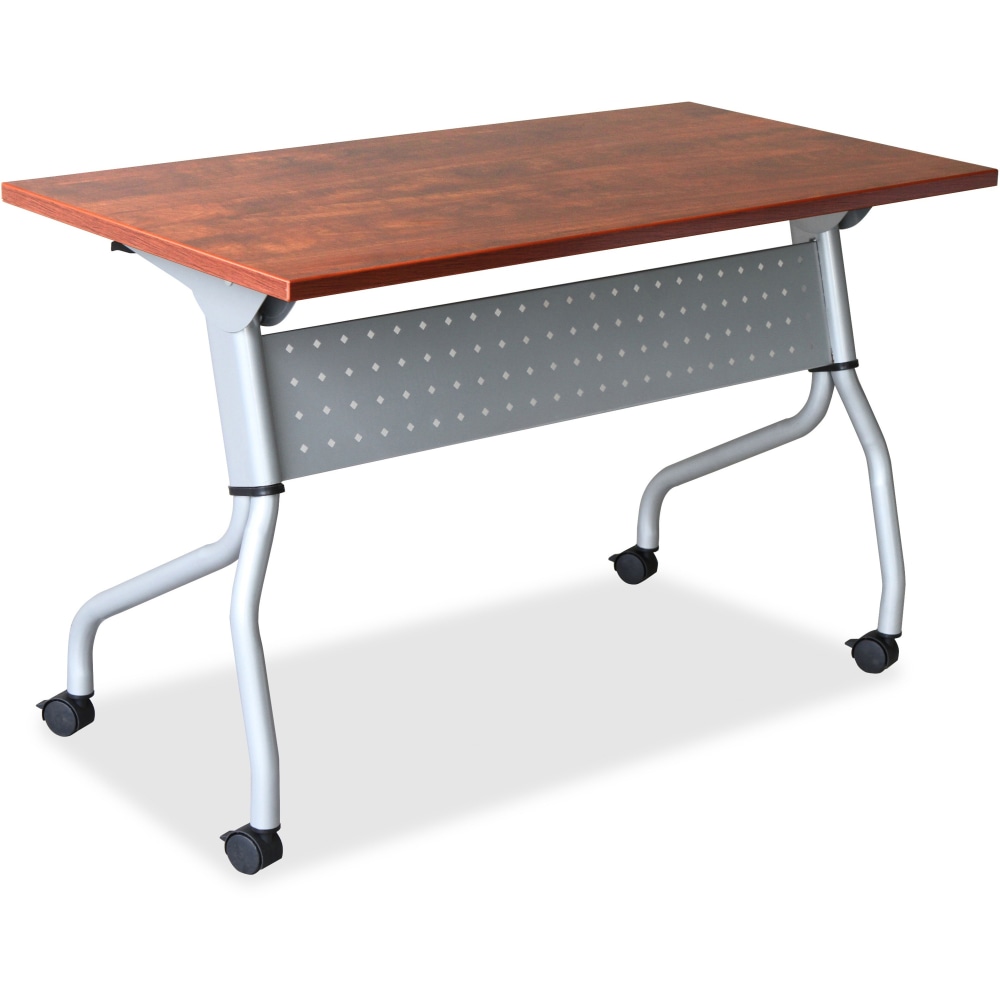 Lorell Flip Top Training Table, 60inW, Cherry/Silver MPN:60720