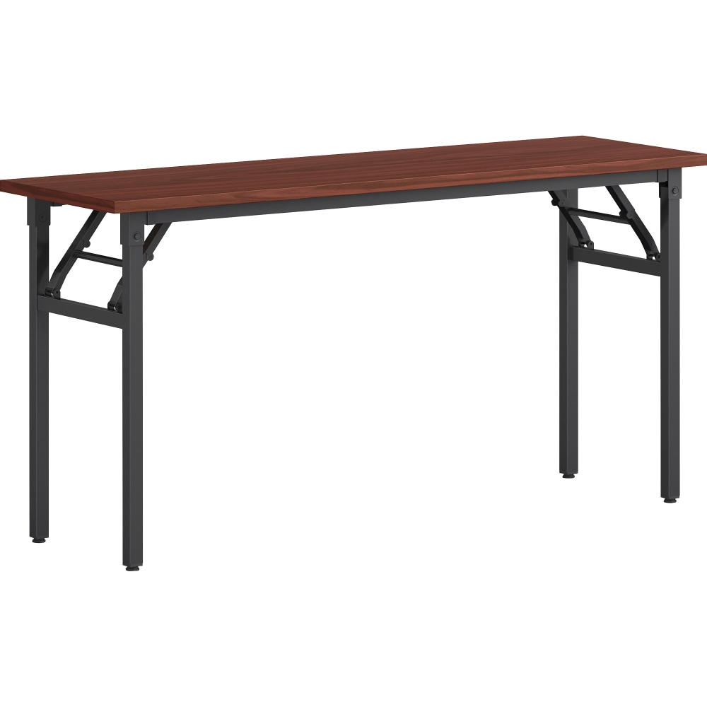 Lorell Folding Melamine Training Table, 30inH x 60inW x 18inD, Black/Mahogany MPN:60747