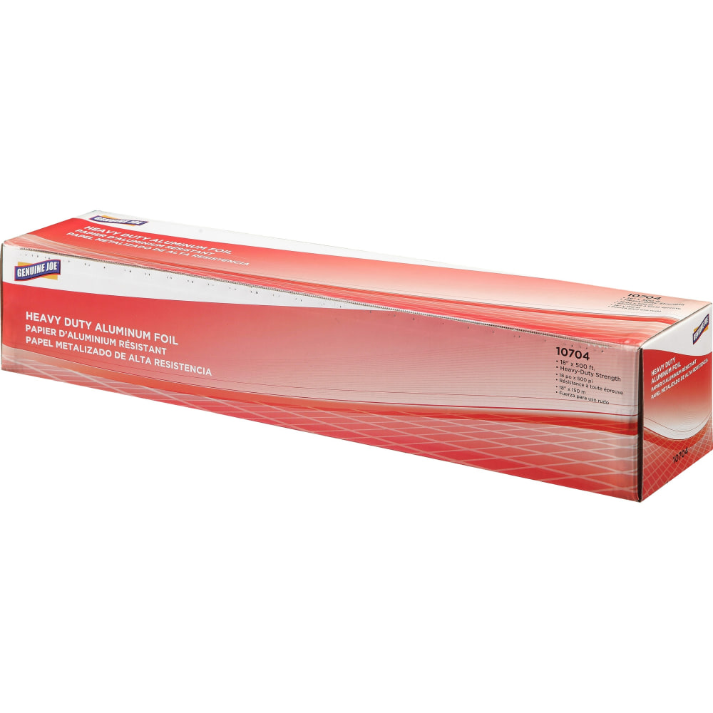 Genuine Joe Heavy-duty Aluminum Foil - 18in Width x 500 ft Length - Heavy Duty, Sturdy, Dispenser, Pliable - Aluminum - Silver - 1 Each MPN:10704
