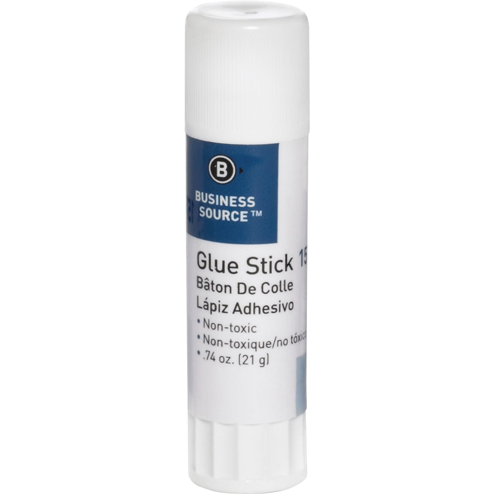 Business Source Glue Stick - 0.74 oz - White - 1 Each MPN:15787