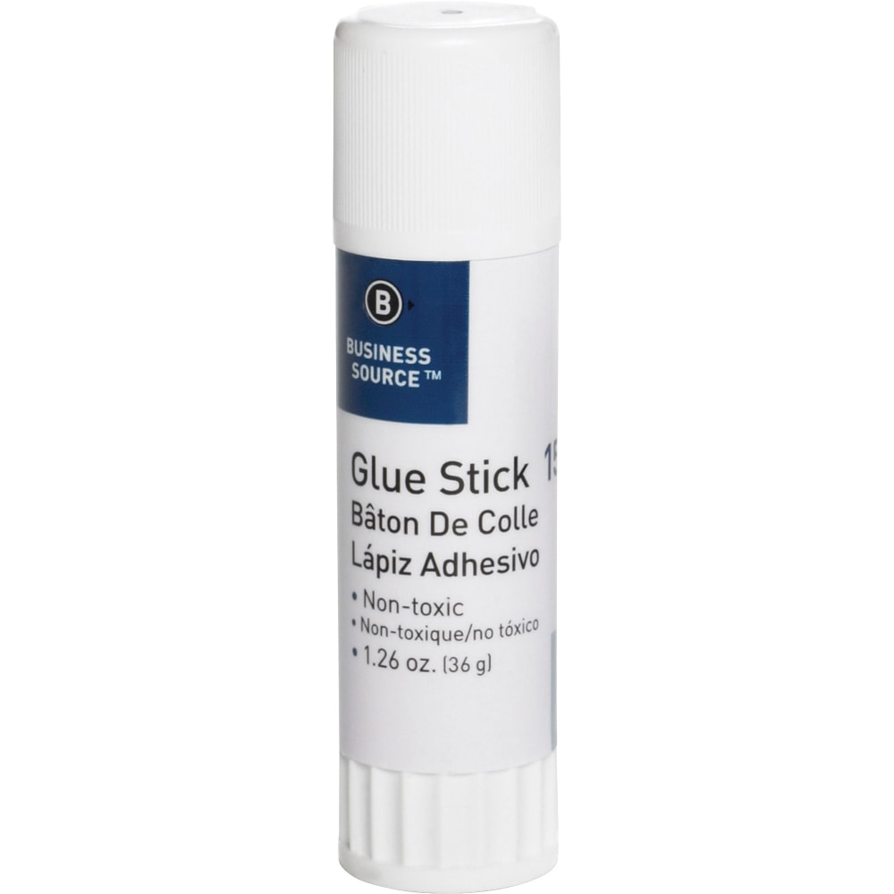 Business Source Glue Stick - 1.26 oz - White - 1 Each MPN:15788