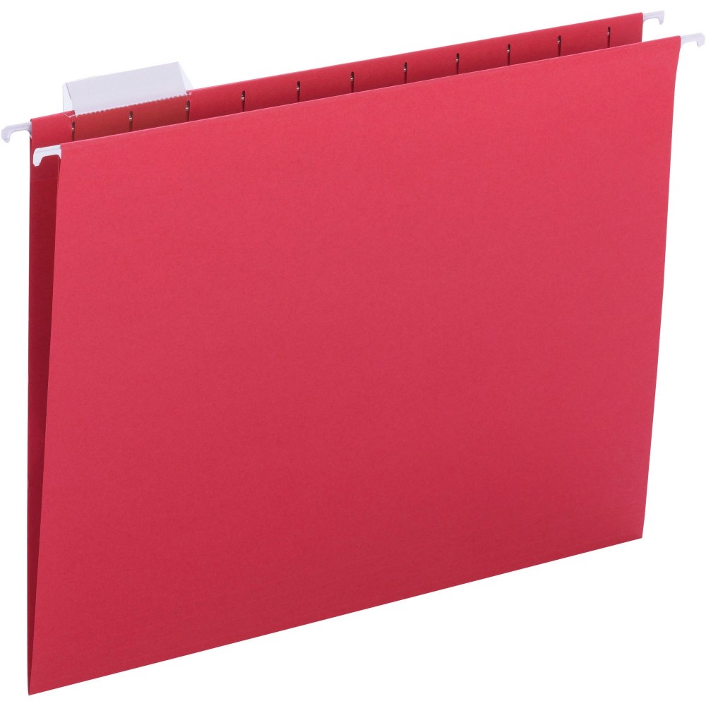 Business Source 1/5 Tab Cut Letter Recycled Hanging Folder - 8 1/2in x 11in - Red - 10% Recycled - 25 / Box MPN:03175