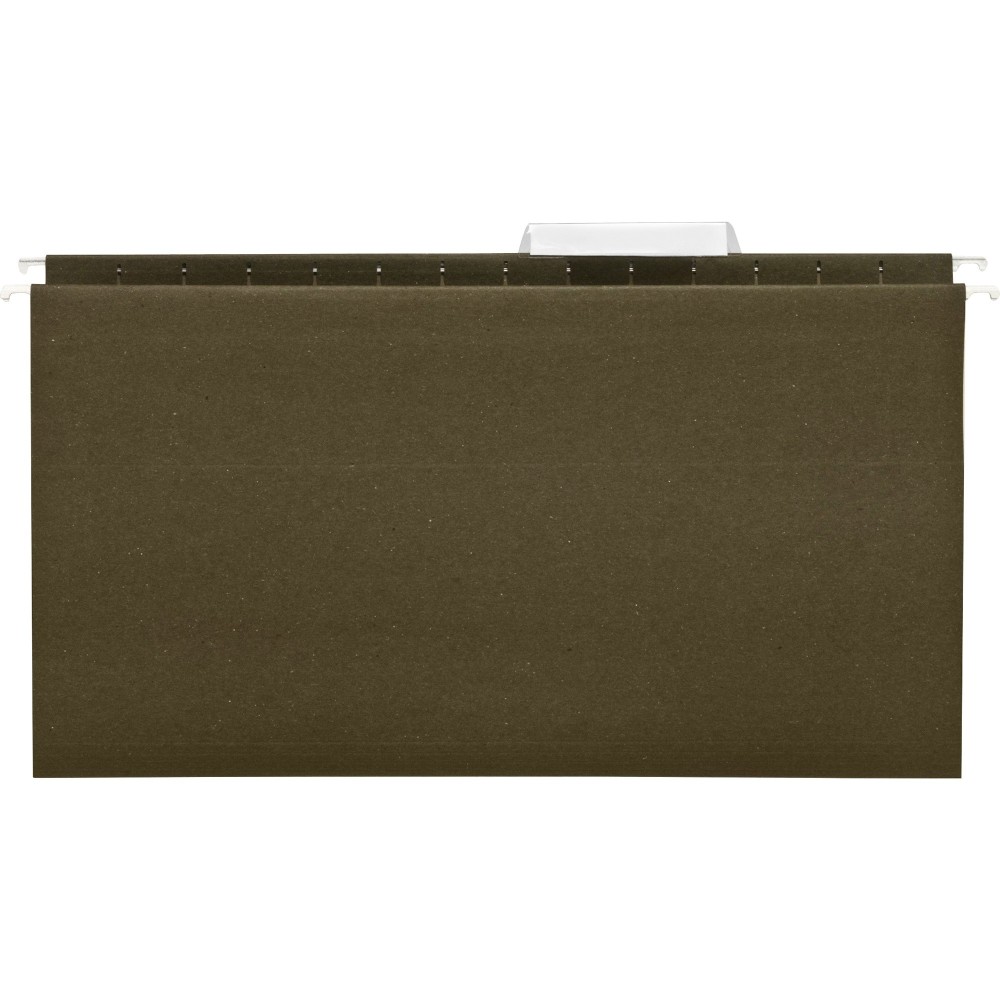 Business Source 1/3 Tab Cut Legal Recycled Hanging Folder - 8 1/2in x 14in - 11 pt. - Poly - Green - 100% Recycled - 25 / Box MPN:43569