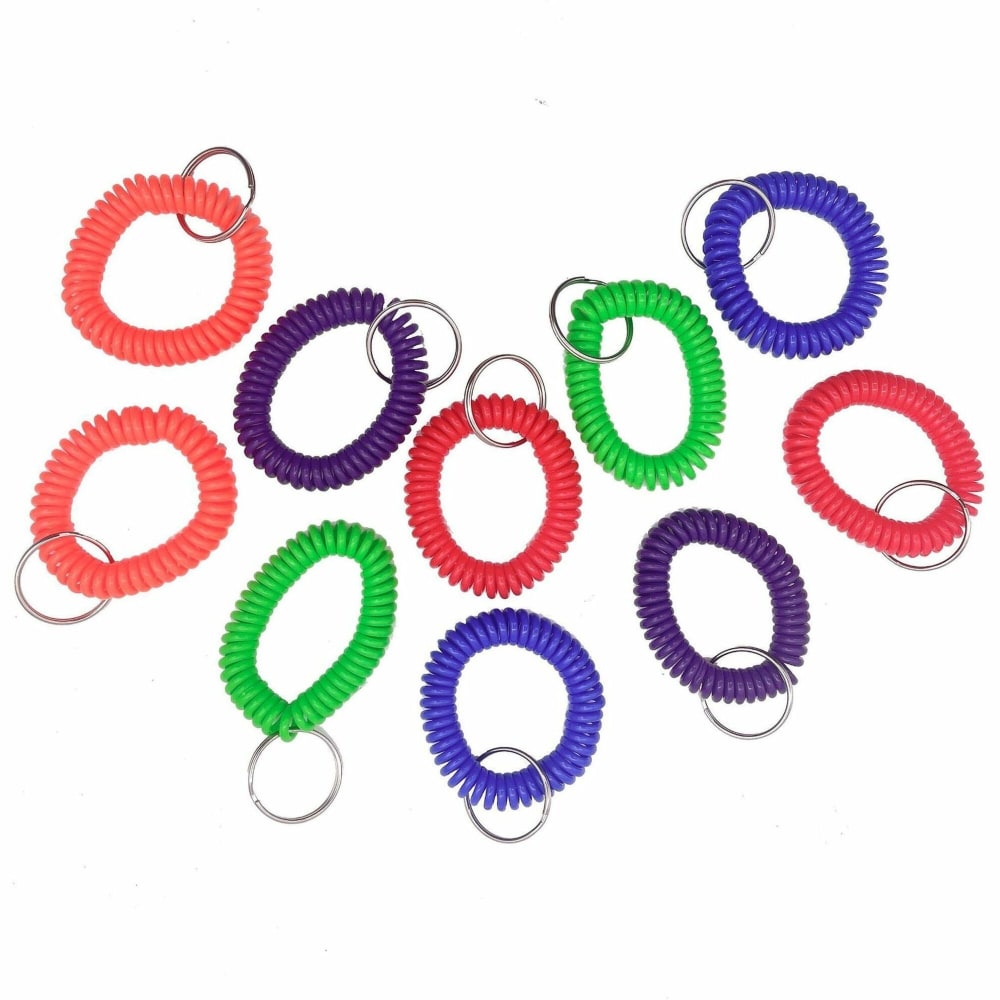 Sparco Split Ring Wrist Coil Key Holders, 2.1inH x 2.1inW x 2.4inL, Assorted, 10 / Pack MPN:02884
