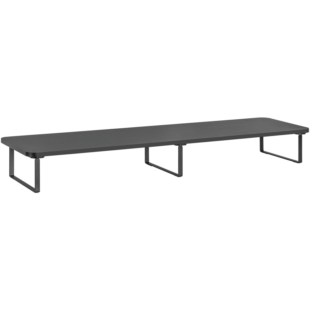 Lorell Quick-Install Monitor Laptop Riser, 4.80inH x 39.40inW x 10.20inD, Powder Coated, Steel, Particleboard, Silicone, Black MPN:99556