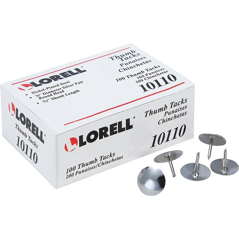 Lorell 5/16in Steel Thumb Tacks, Silver, Pack of 100 MPN:10110