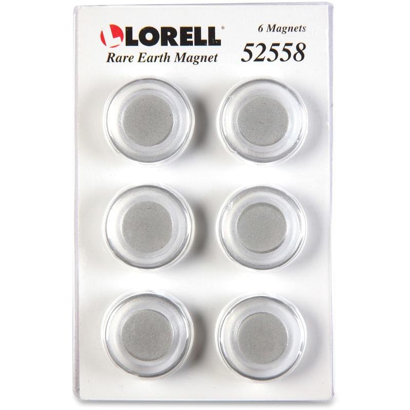 Lorell Round Cap Rare Earth Magnets - 1.2in Diameter - Round - 1 Pack - Clear MPN:52558