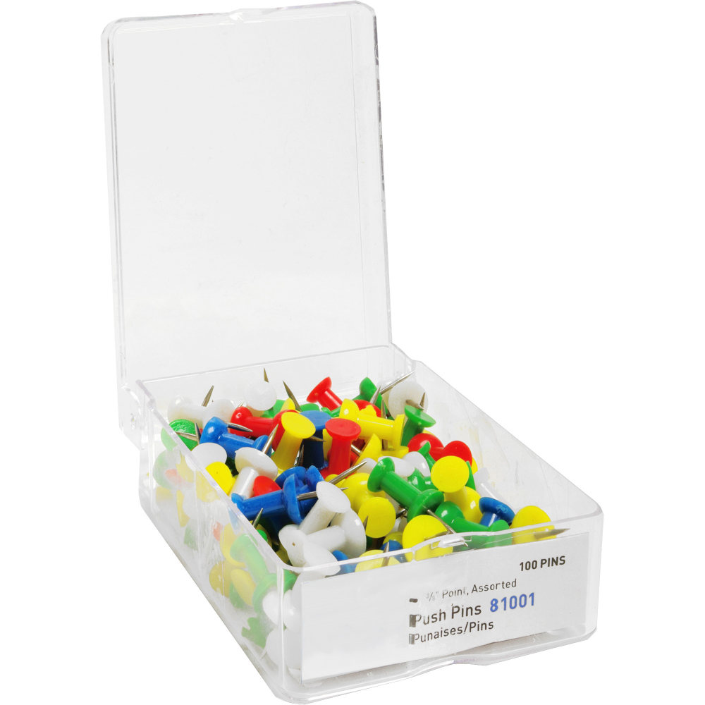 Sparco Pushpins, 3/8in, Assorted Colors, Box Of 100 MPN:81001
