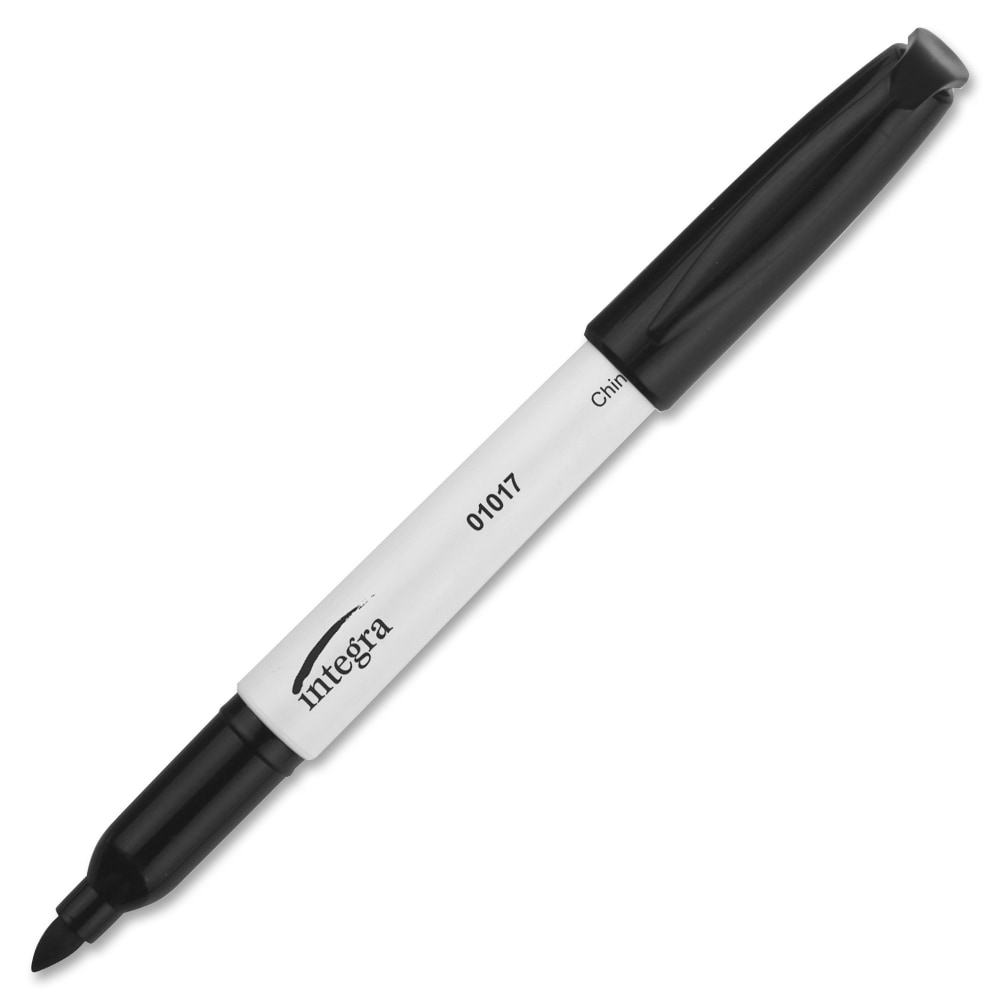 Integra Bullet Tip Dry-erase Whiteboard Markers - Black Ink - Alcohol Based - Black Barrel - Fiber Tip - 1 Dozen MPN:01017