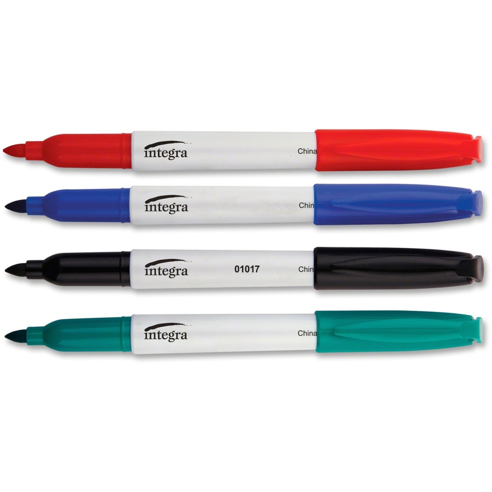 Integra Bullet Tip Dry-Erase Whiteboard Markers, Assorted Barrel, Assorted Ink, Pack Of 4 Markers MPN:01019