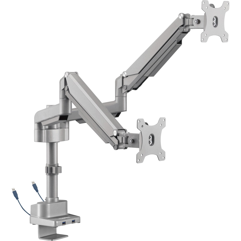Lorell Dual Gas Spring Arm Mount, 9-3/8inH x 12-1/8inW x 18inD, Matte Black/Metallic Gray MPN:LLR99803