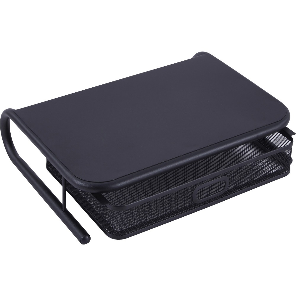 Lorell Mesh Wire Monitor Stand - Desktop - Powder Coated - Steel - Black MPN:84147