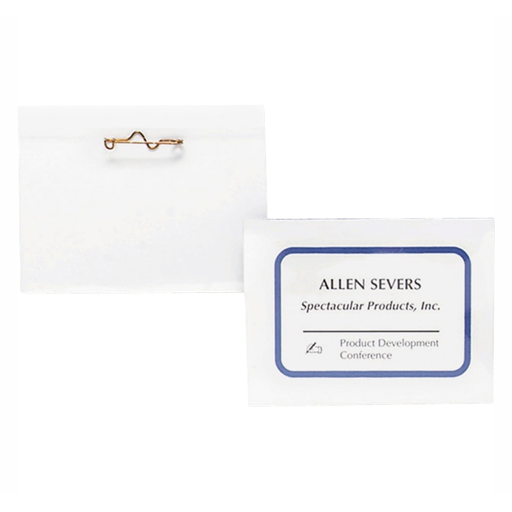 Business Source Pin Style Holder Name Badge Kit - Clear - 100 / Box MPN:19700BADGE
