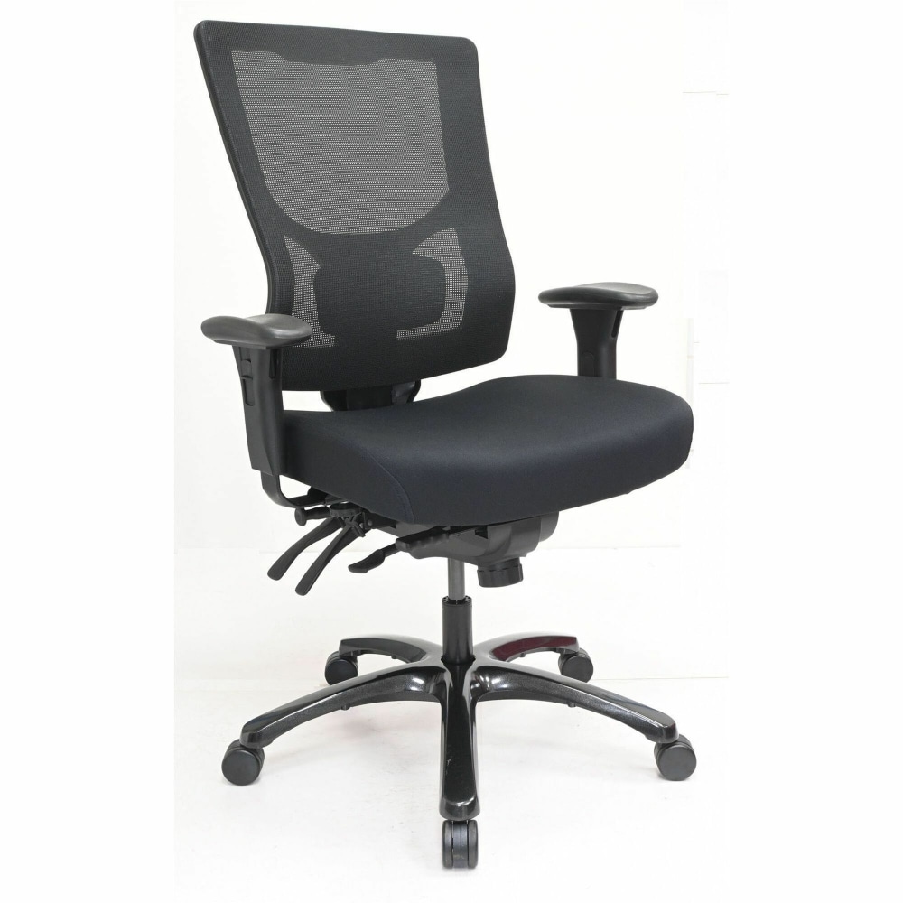 Lorell Big & Tall Mesh High-Back Chair - Polyurethane, Molded Foam, Fabric Seat Material - Mesh Back Material - High Back - Black - Armrest - 1 Each MPN:62010