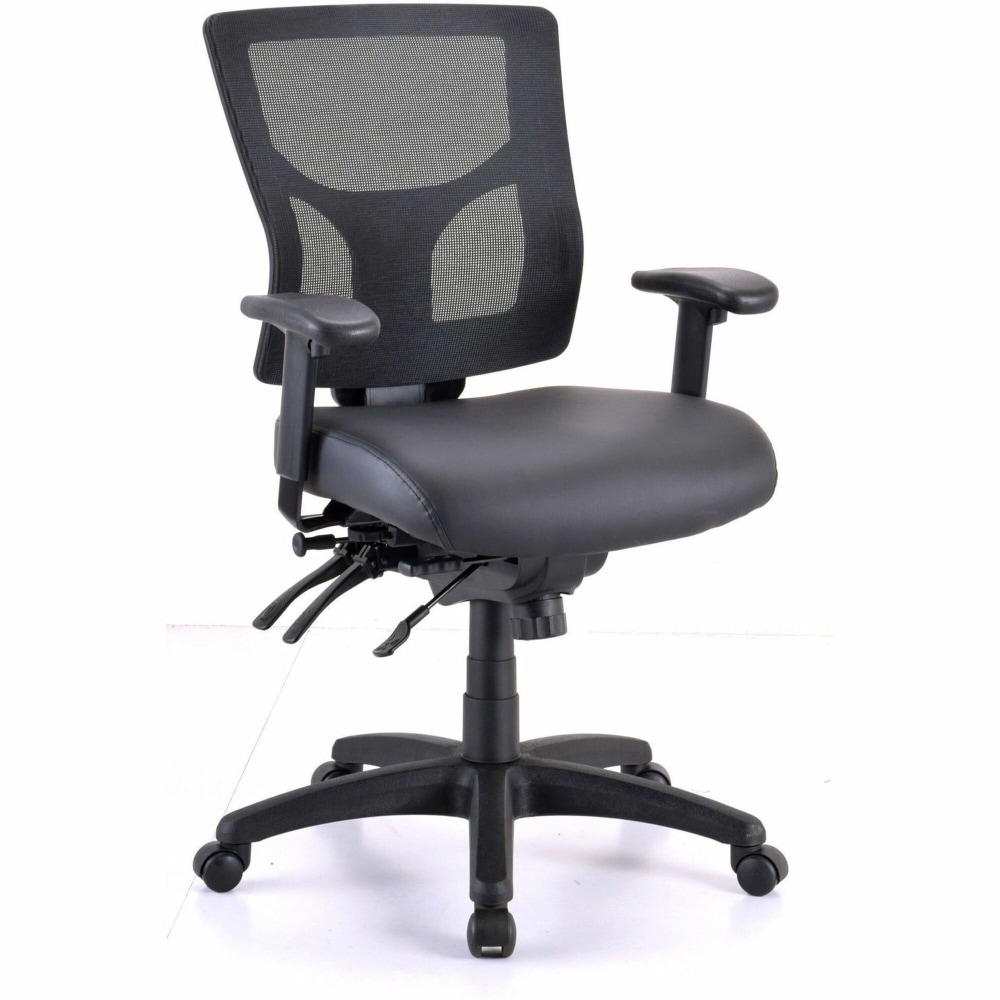 Lorell Conjure Mid-Back Office Chair - Vinyl, Foam, Polyurethane Seat Material - Mid Back - Black - Armrest - 1 Each MPN:62041