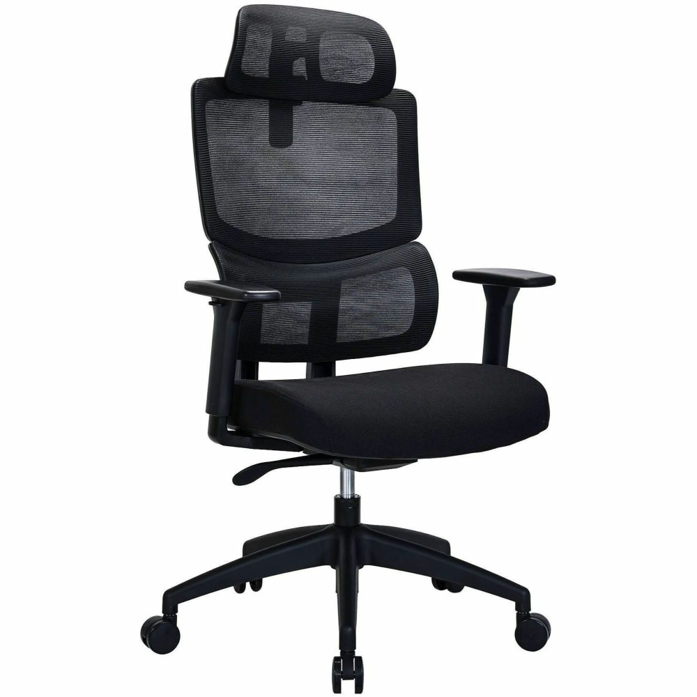 Lorell Ripley High Mesh-Back Chair with Articulating Lumbar Support - High Back - Black - Fabric, Mesh - 1 Each MPN:63202