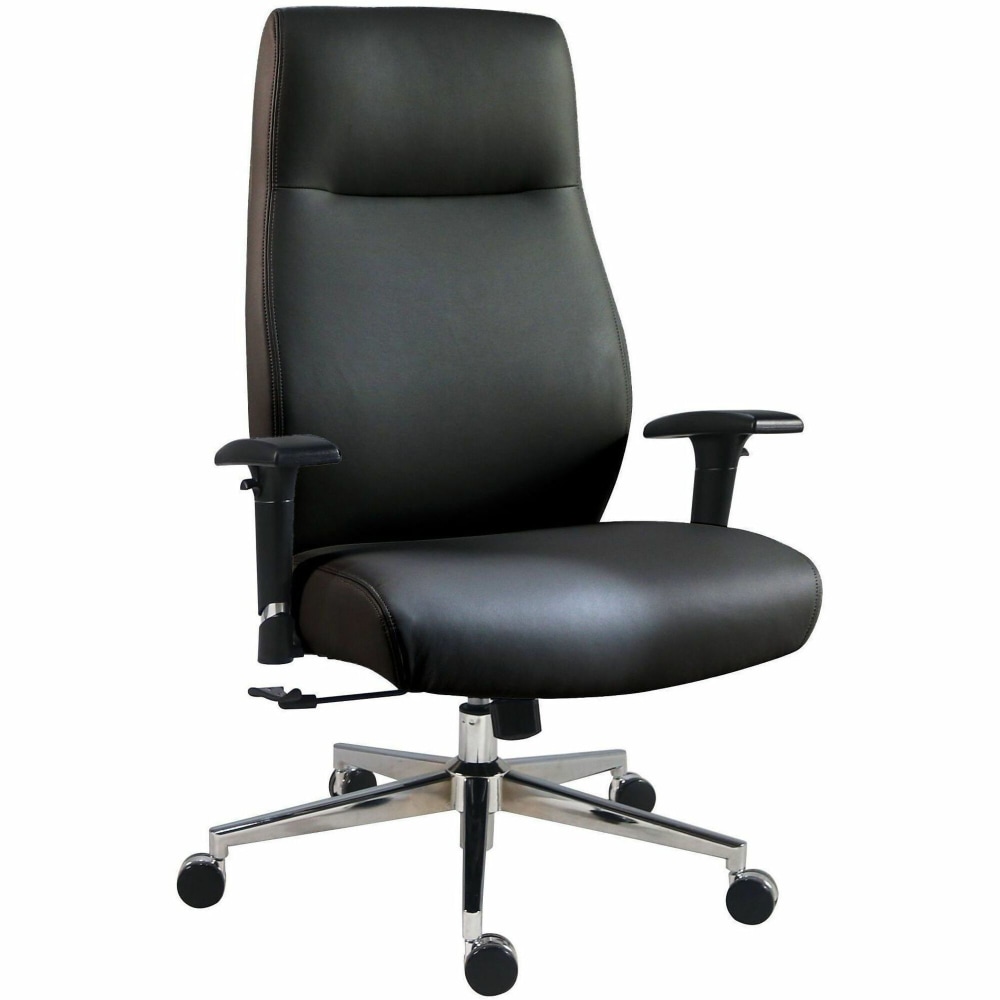 Lorell Fuerte Executive High-Back Chair with Adjustable Arms - High Back - Black - Poly, Polyurethane - Armrest - 1 Each MPN:63300