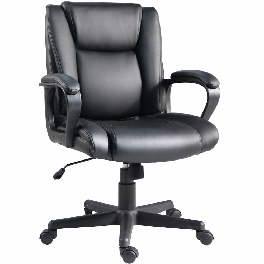 Lorell SOHO Mid-back Chair - Mid Back - Black - PU Leather - Armrest - 1 Each MPN:81810